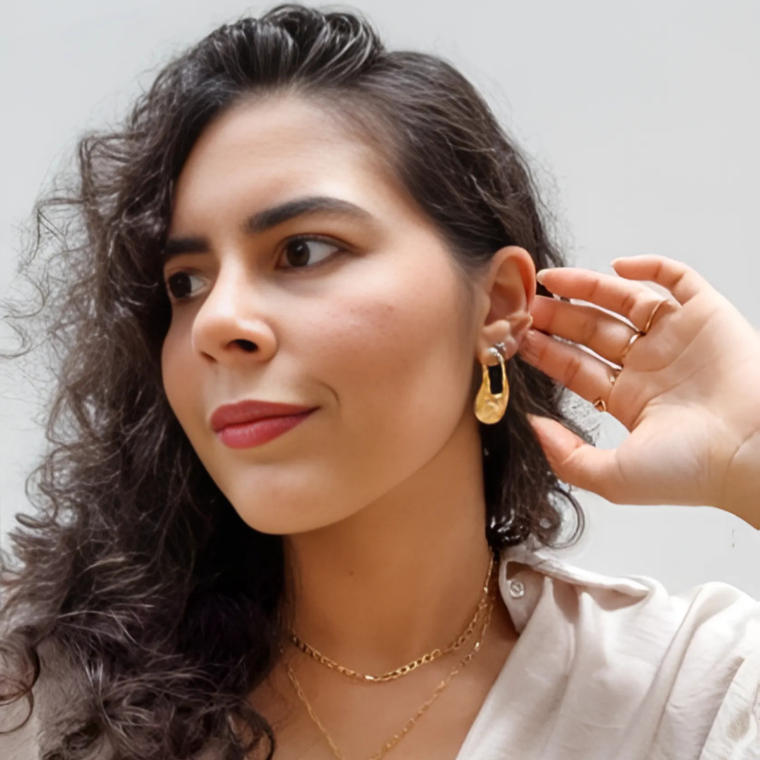 Brinco Orgânico Derretido - Banho de Ouro 18k