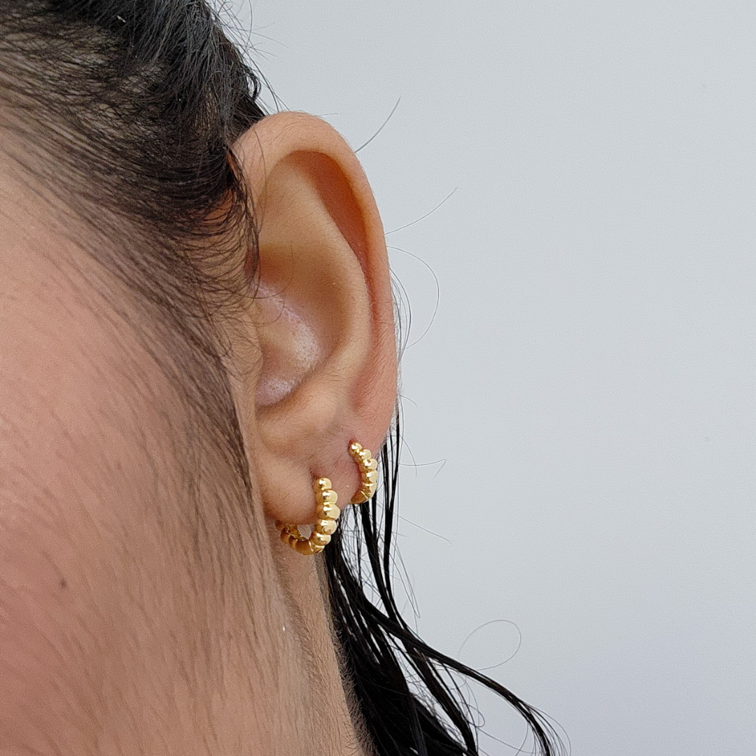 Kit Brinco Trio de Argolas Bolinhas - Banho de Ouro 18k