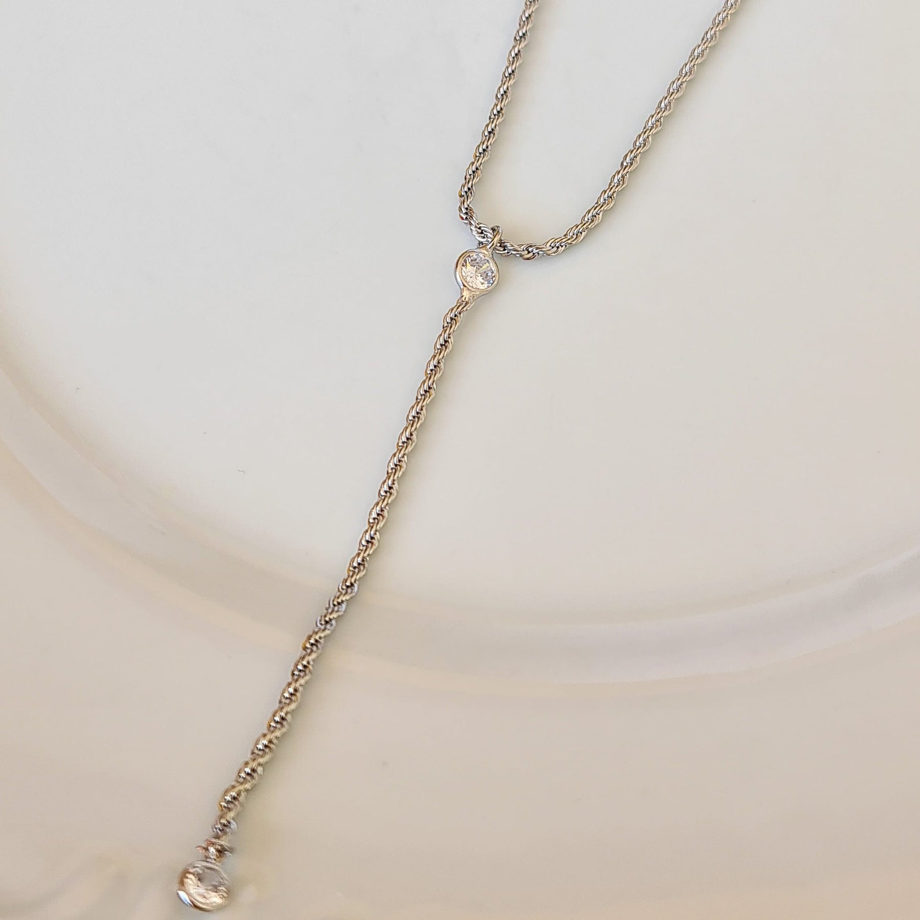 Colar Gravatinha Cordão Baiano - Banho de Ródio Branco