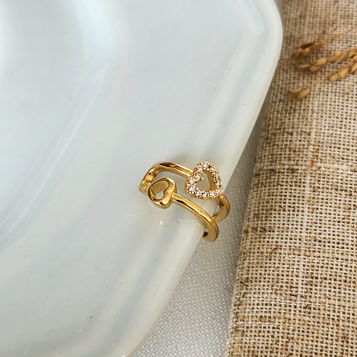 Piercing Fake Corações - Banho de Ouro 18k