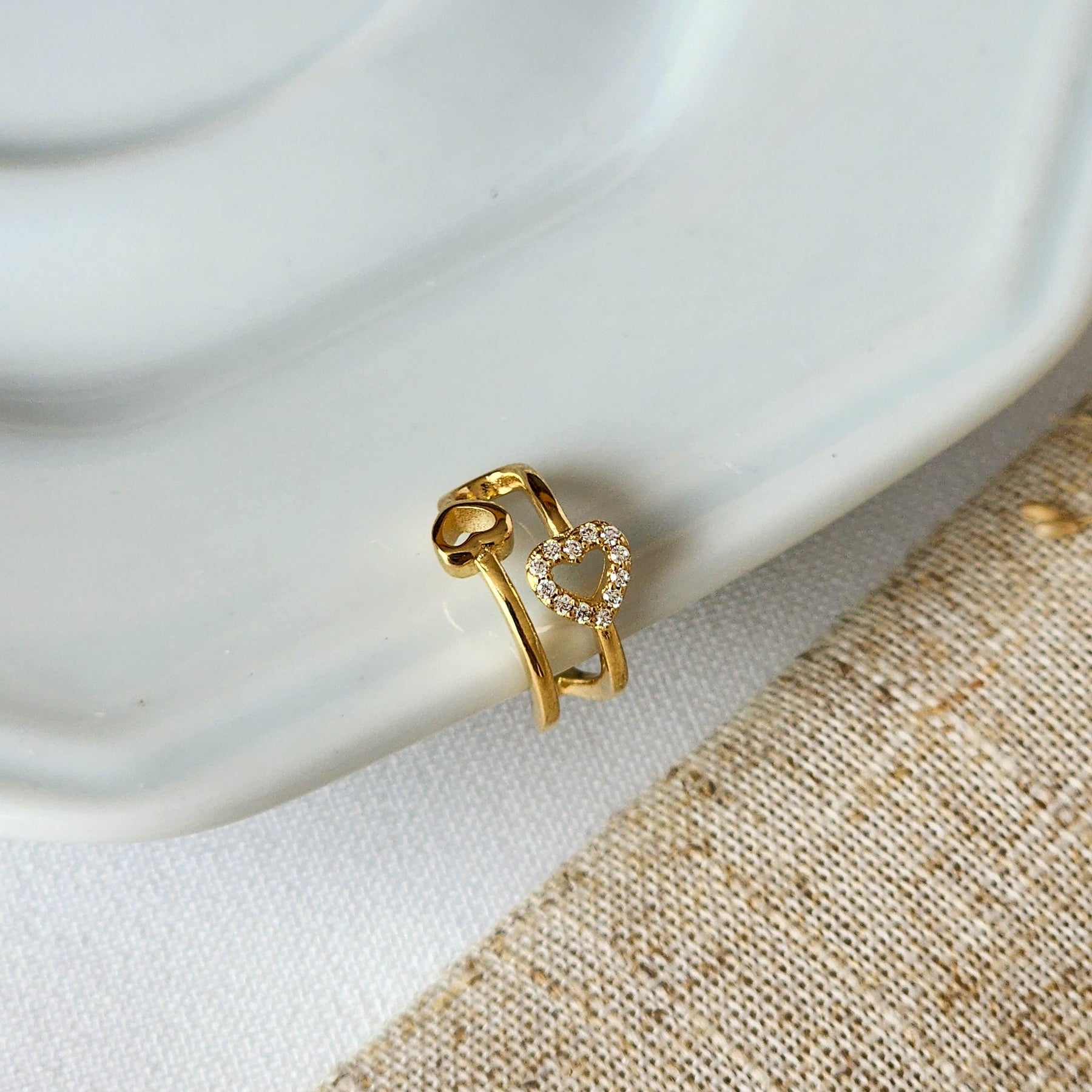 Piercing Fake Corações - Banho de Ouro 18k