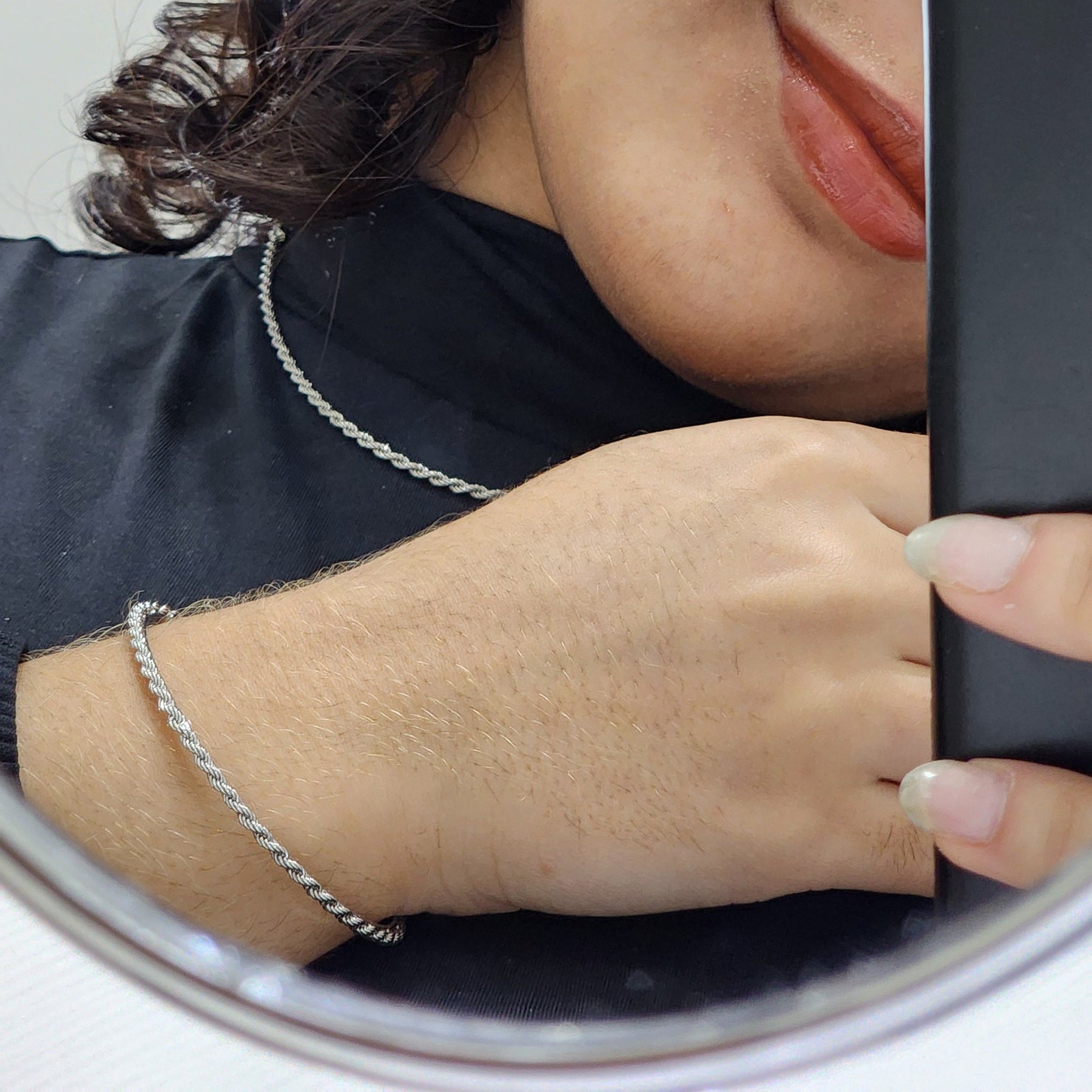 Bracelete Cordão Baiano - Banho de Ródio Branco