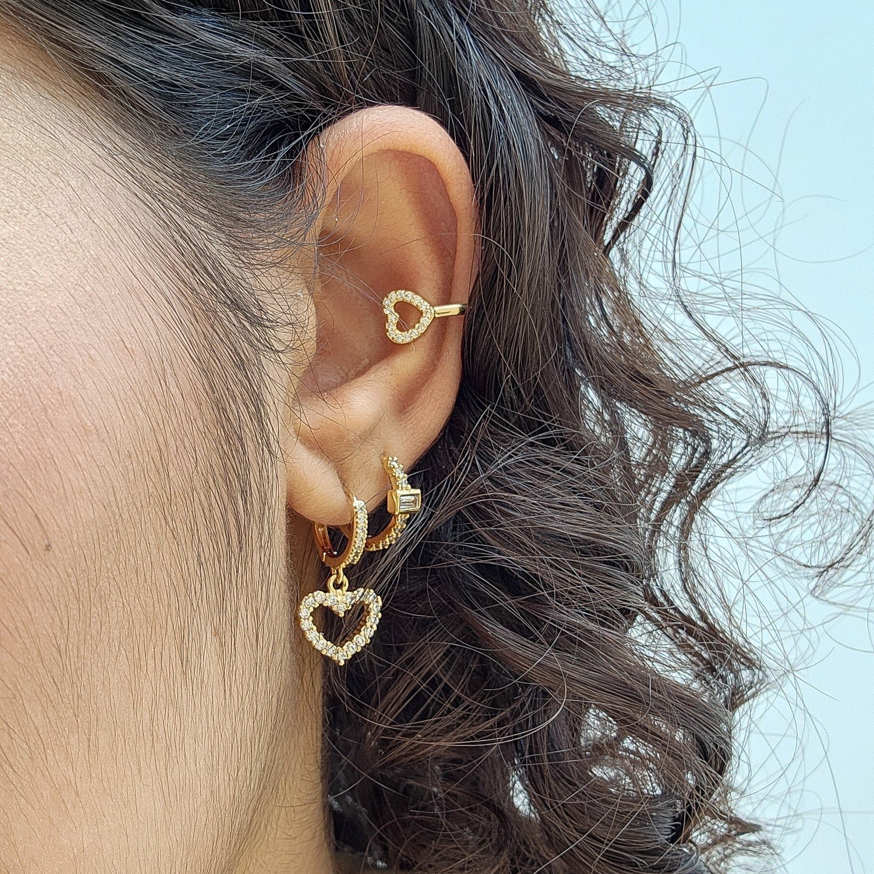 Piercing Fake Coração Vazado - Banho de Ouro 18k