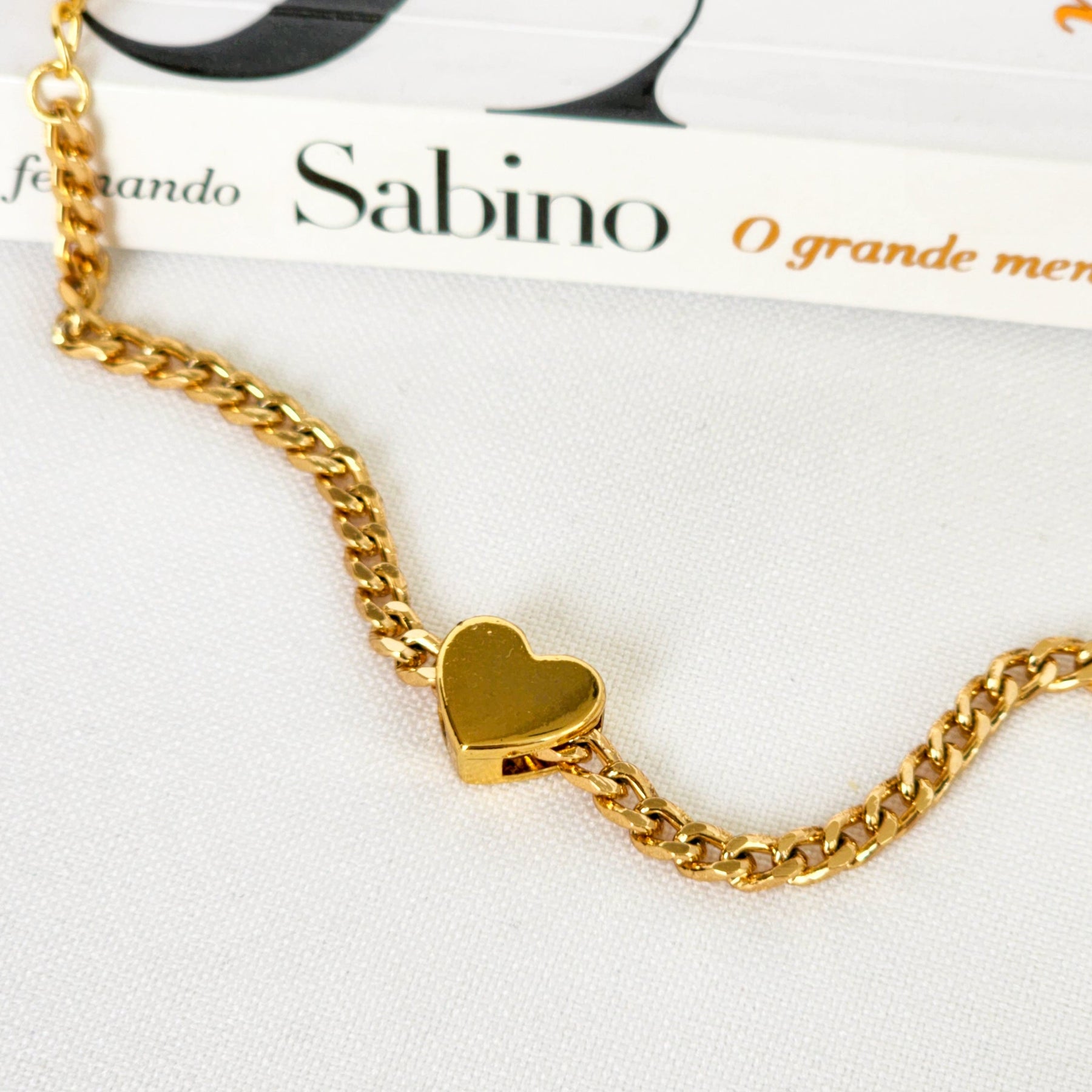 Pulseira Corrente Coração - Banho de Ouro 18k