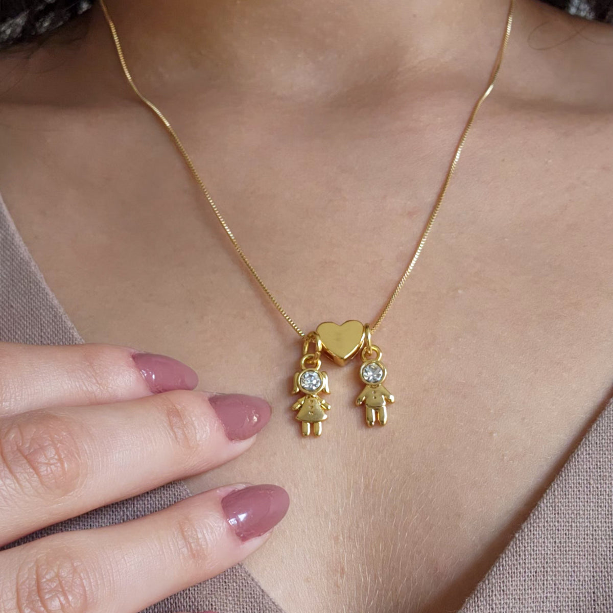 Colar Filhos Personalizado Menino Menina - Banho de Ouro 18k