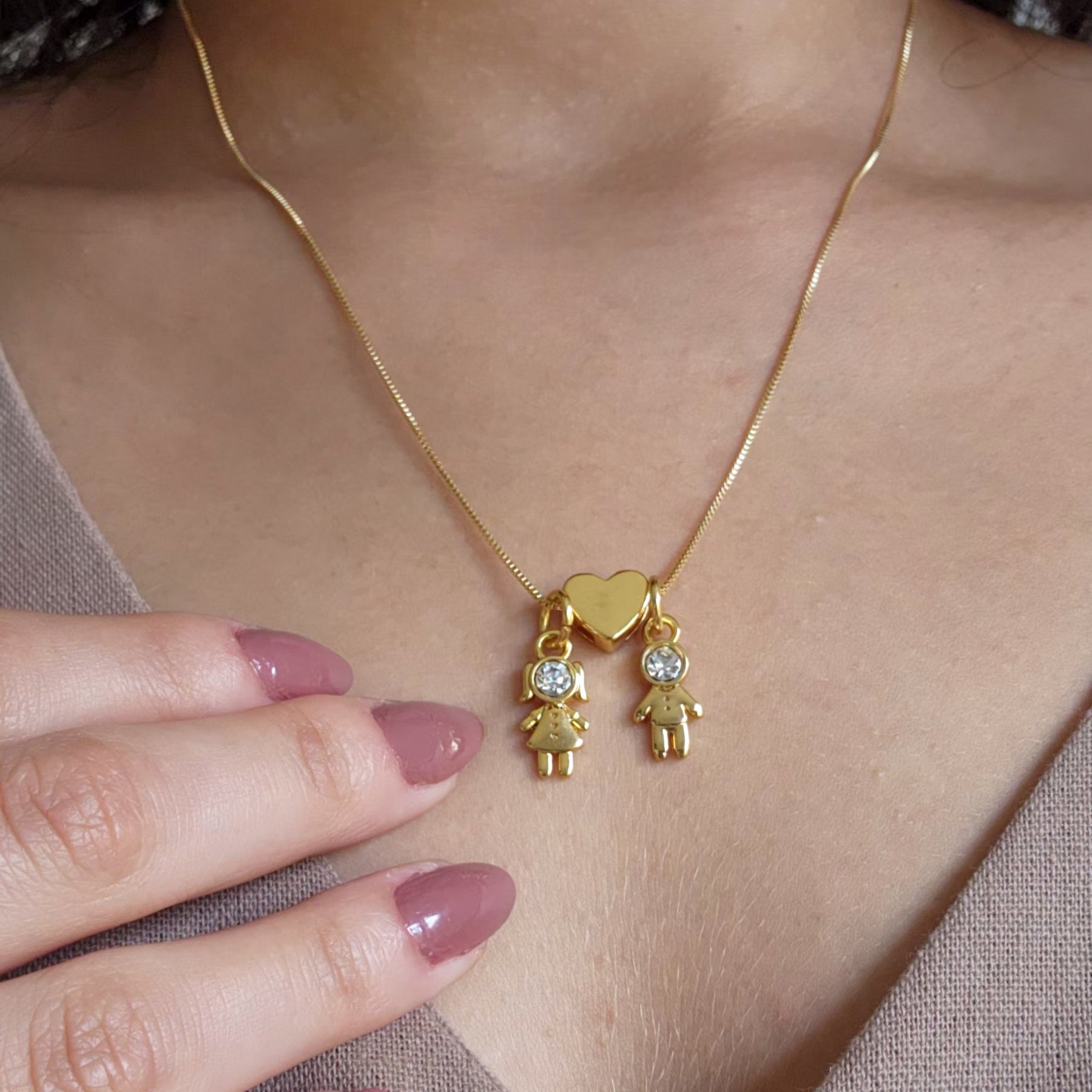 Colar Filhos Personalizado Menino Menina - Banho de Ouro 18k