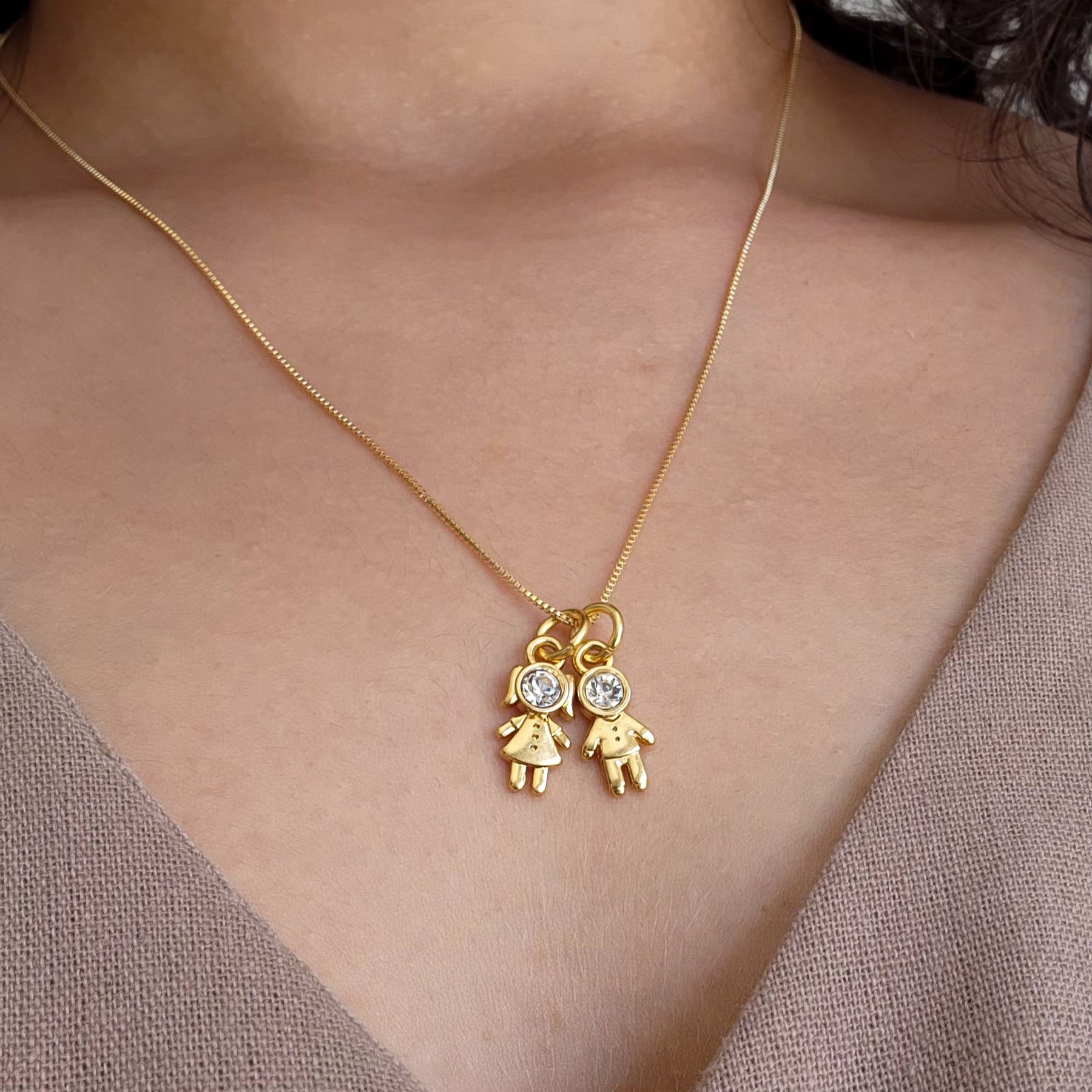 Colar Filhos Personalizado Menino Menina - Banho de Ouro 18k