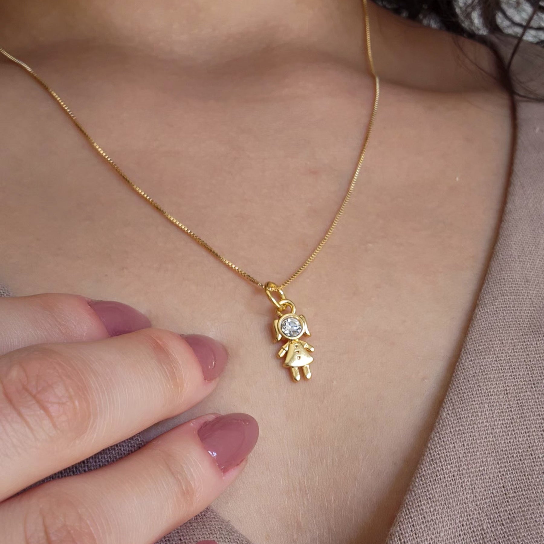 Colar Filhos Personalizado Menino Menina - Banho de Ouro 18k