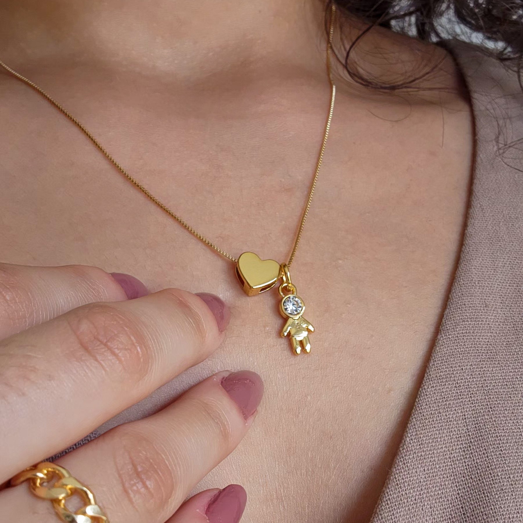 Colar Filhos Personalizado Menino Menina - Banho de Ouro 18k