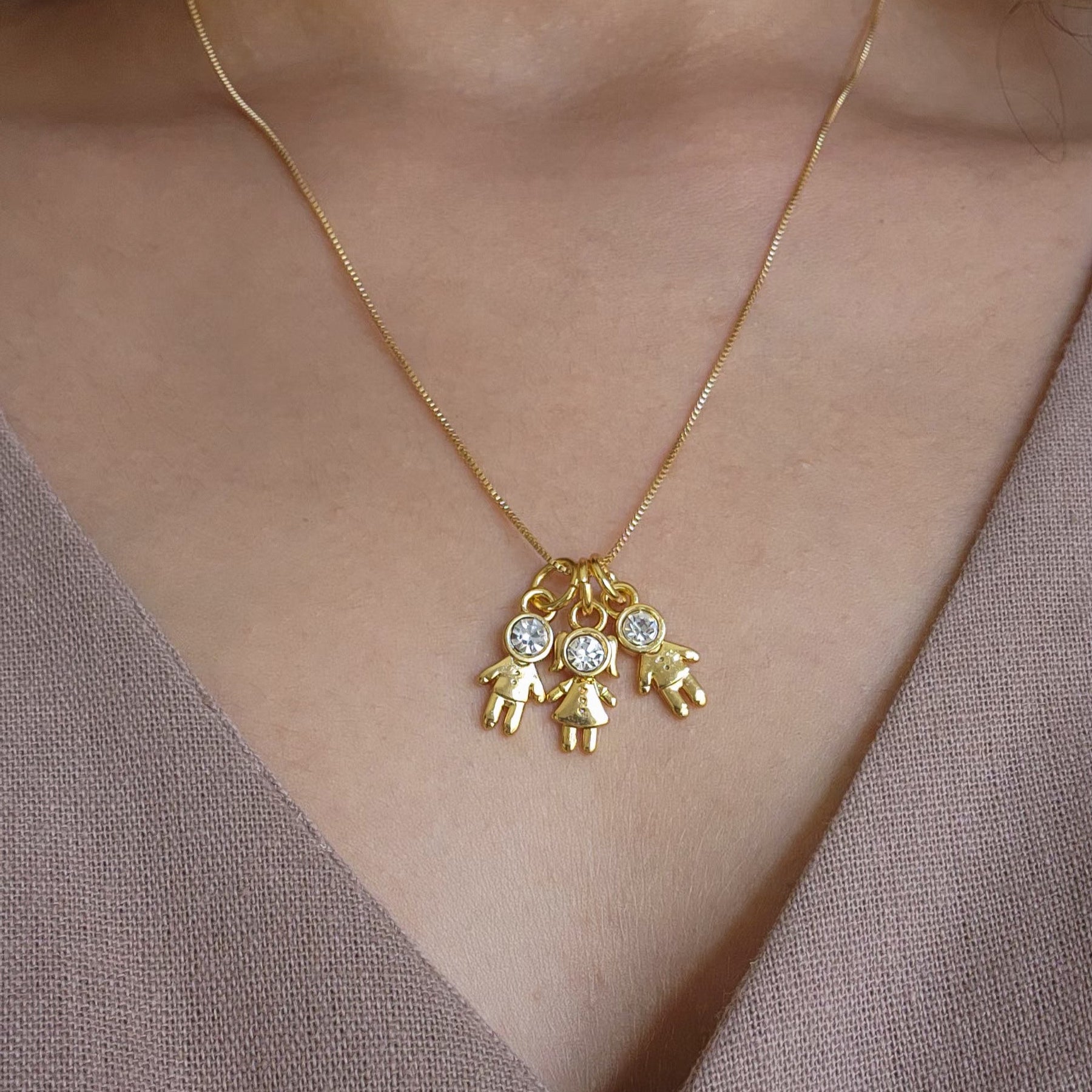 Colar Filhos Personalizado Menino Menina - Banho de Ouro 18k