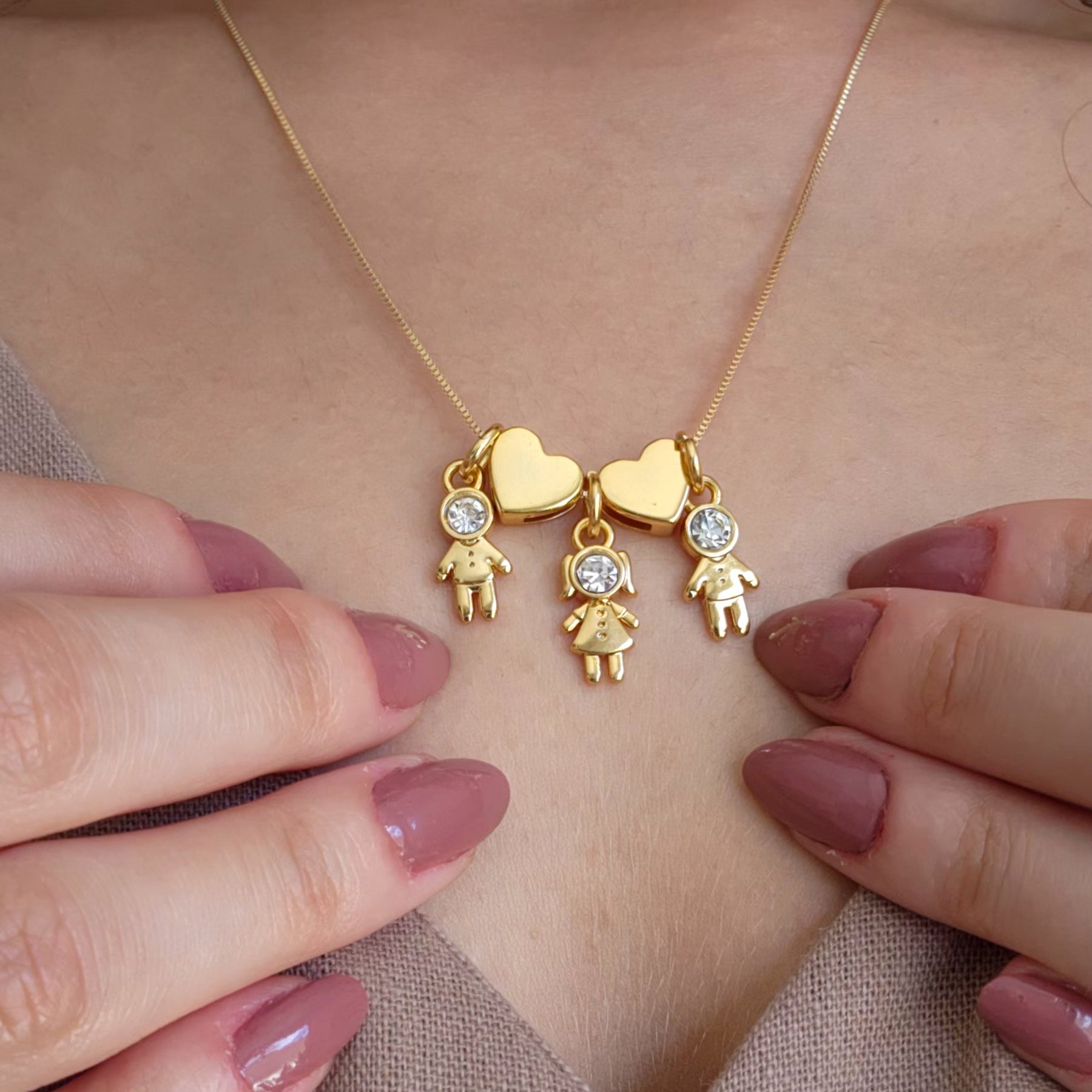 Colar Filhos Personalizado Menino Menina - Banho de Ouro 18k