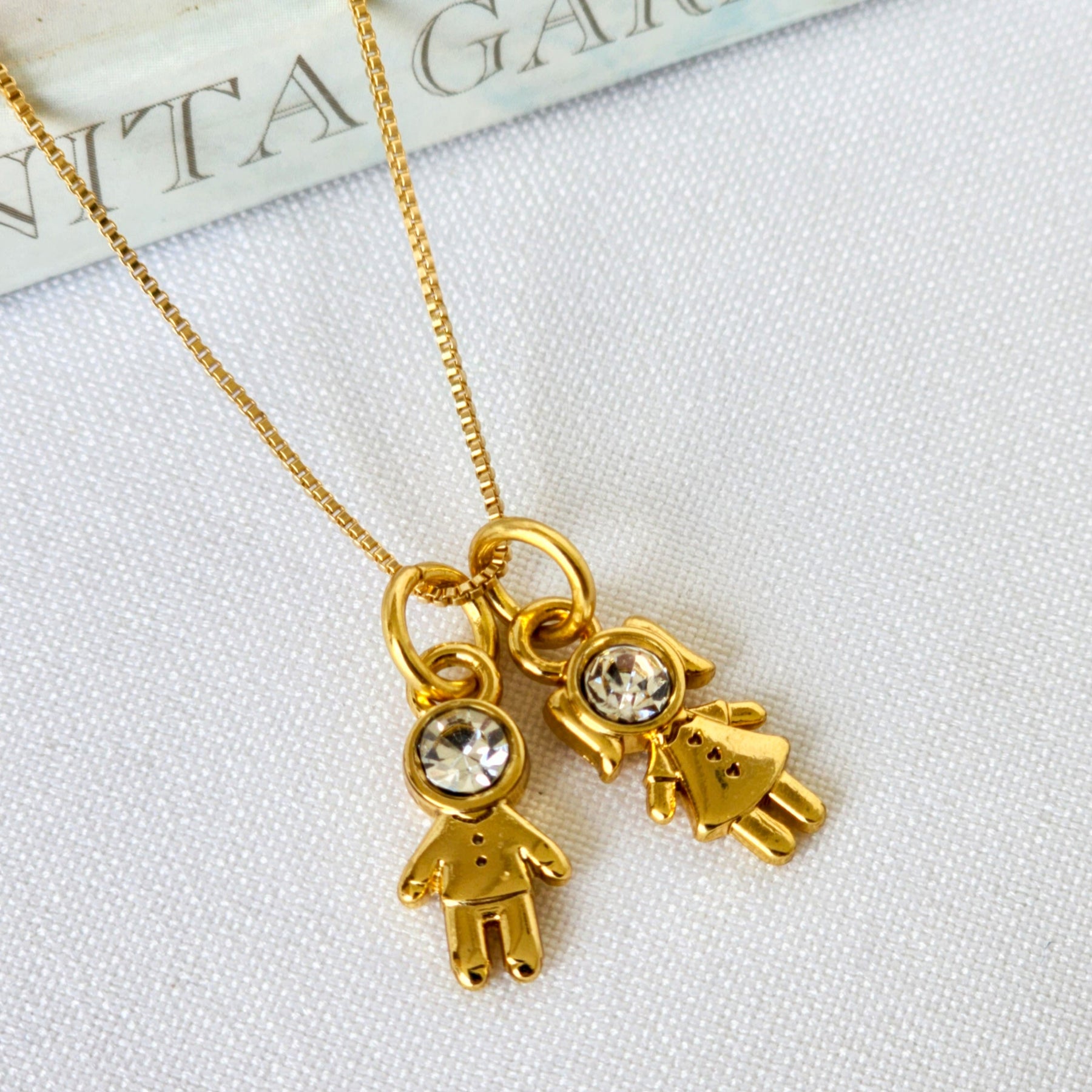 Colar Filhos Personalizado Menino Menina - Banho de Ouro 18k