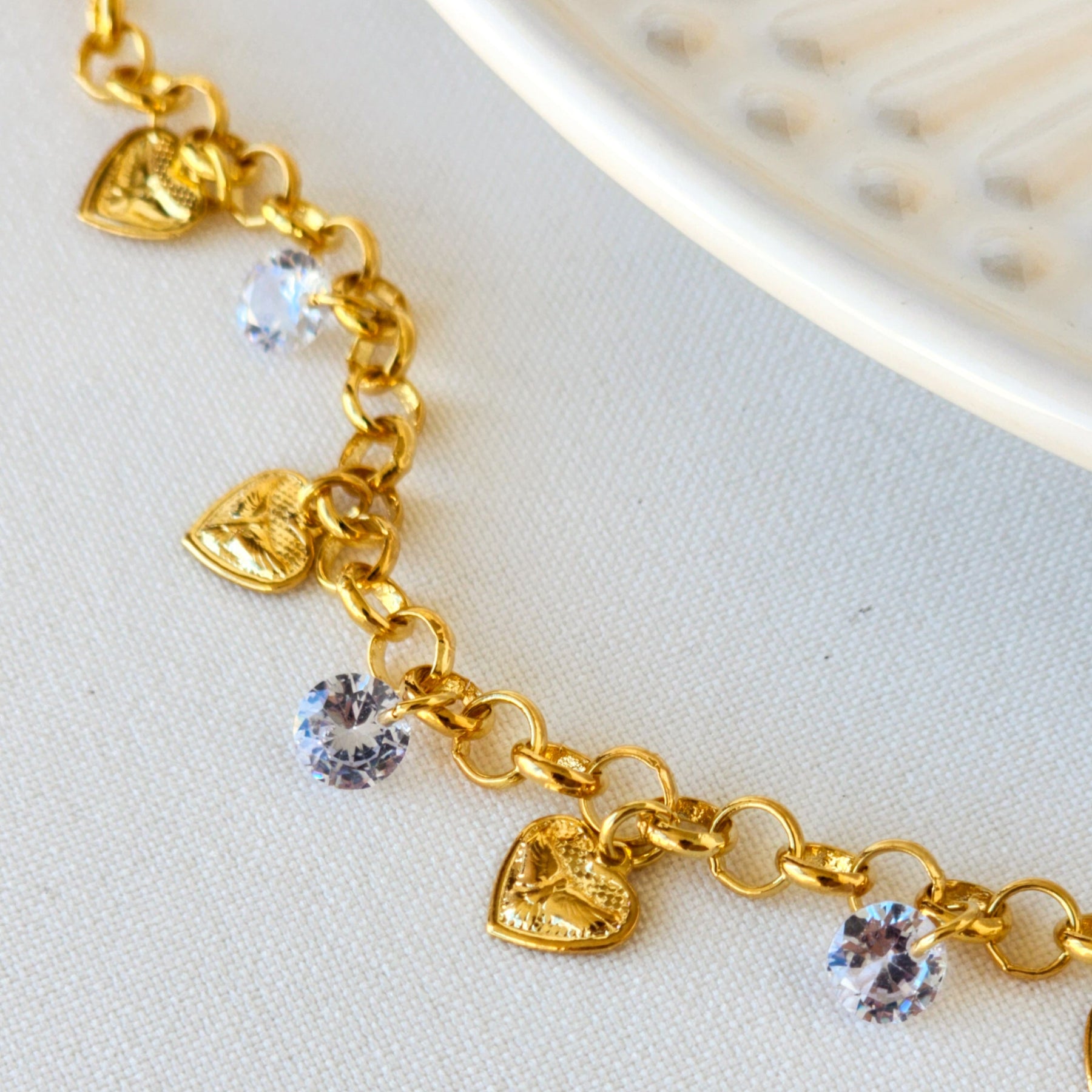 Pulseira Elo Português Espírito Santo Pomba da Paz – Banho de Ouro 18k