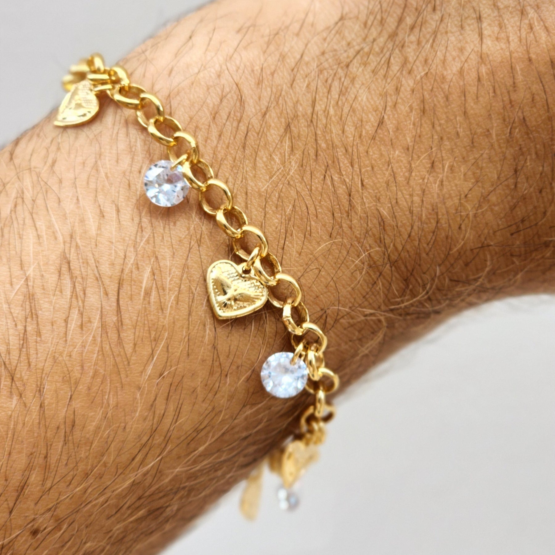 Pulseira Elo Português Espírito Santo Pomba da Paz – Banho de Ouro 18k