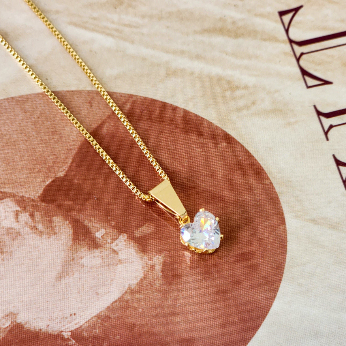 Colar Ponto de Luz Coração Zircônia - Banho de Ouro 18K