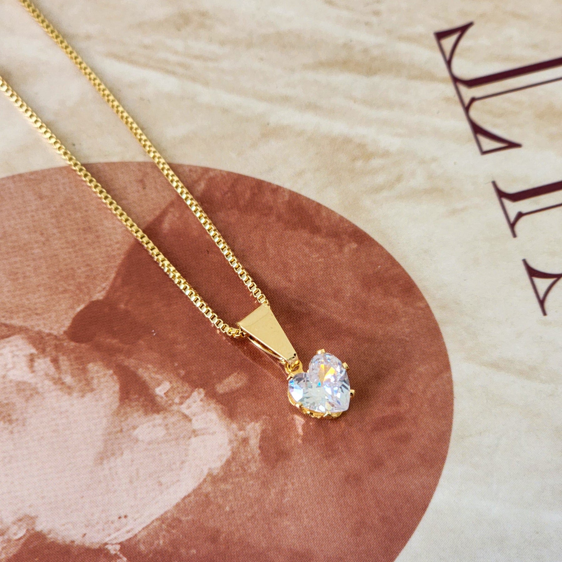 Colar Ponto de Luz Coração Zircônia - Banho de Ouro 18K