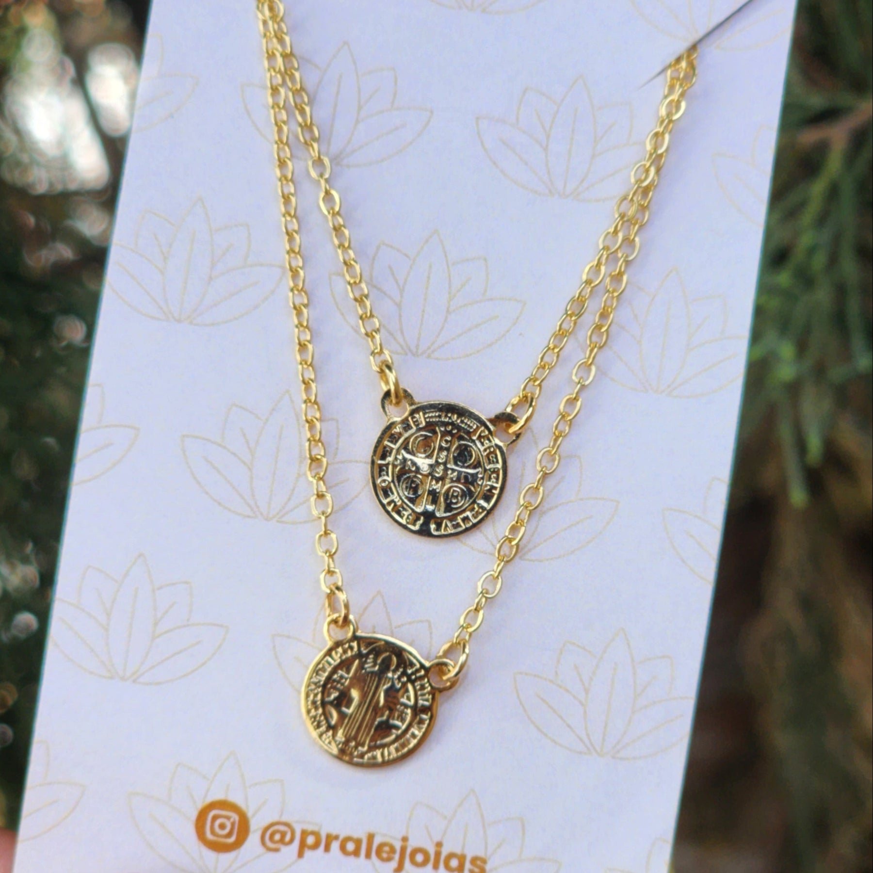 Colar Escapulário São Bento - Banho de Ouro 18k