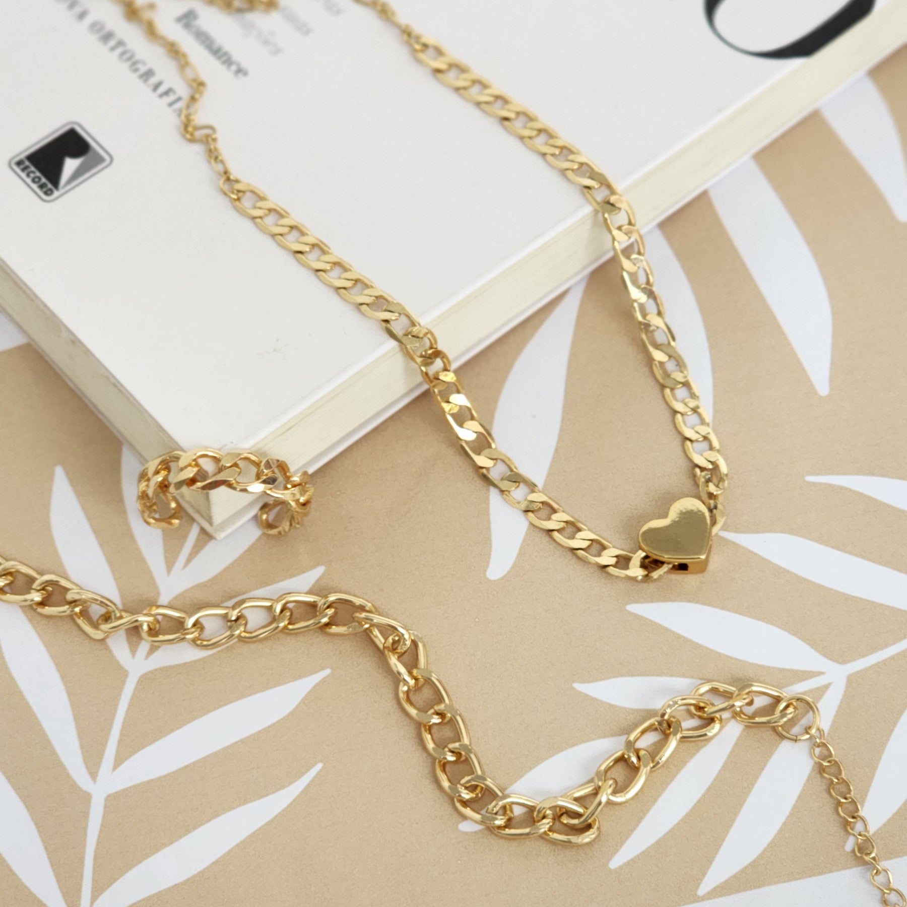 Kit Colar + Pulseira + Anel Regulável Elos Groumet Coração - Banho de Ouro 18k