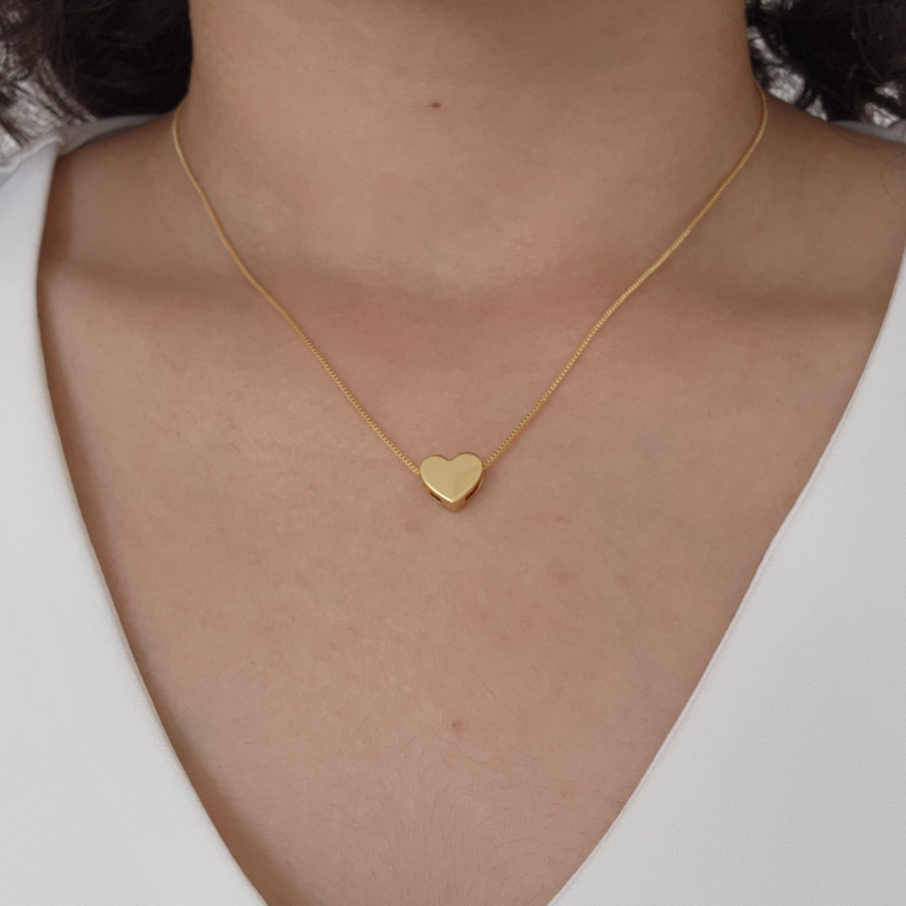 Kit Colar + Brinco Argola + Anel de Dedinho Regulável Coração — Banho de Ouro 18k