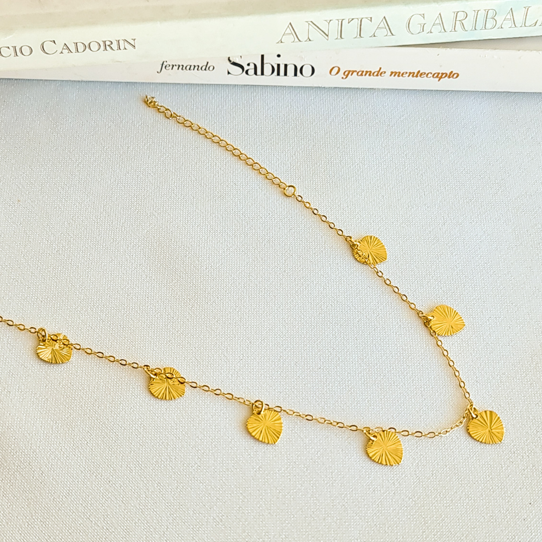 Tornozeleira Corações Frizados - Banho de Ouro 18k
