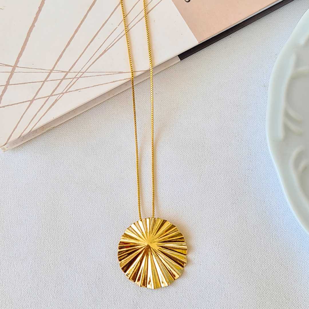 Colar Pingente Orgânico - Banho de Ouro 18k