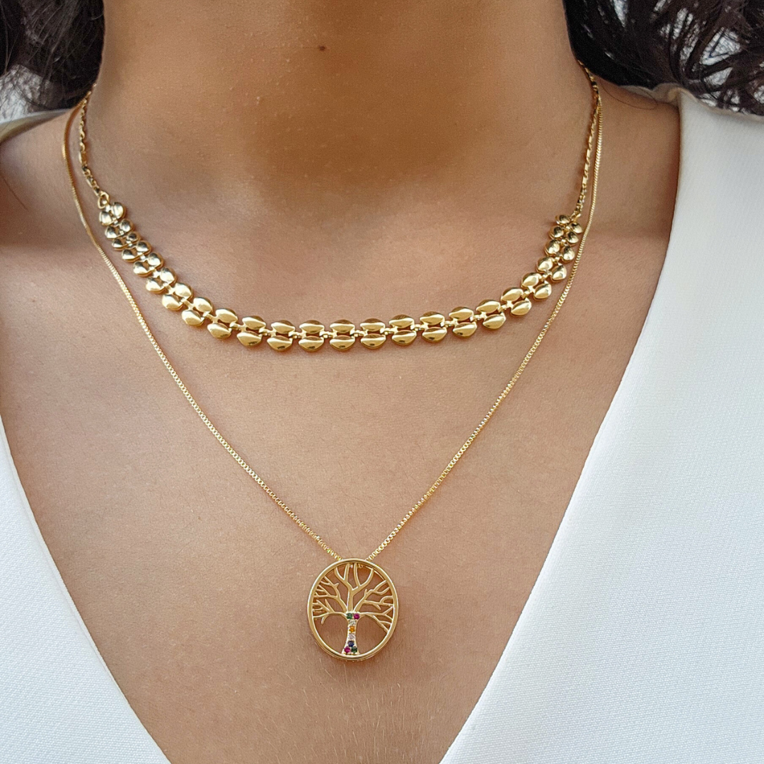 Colar Malha Trabalhada - Banho de Ouro 18k