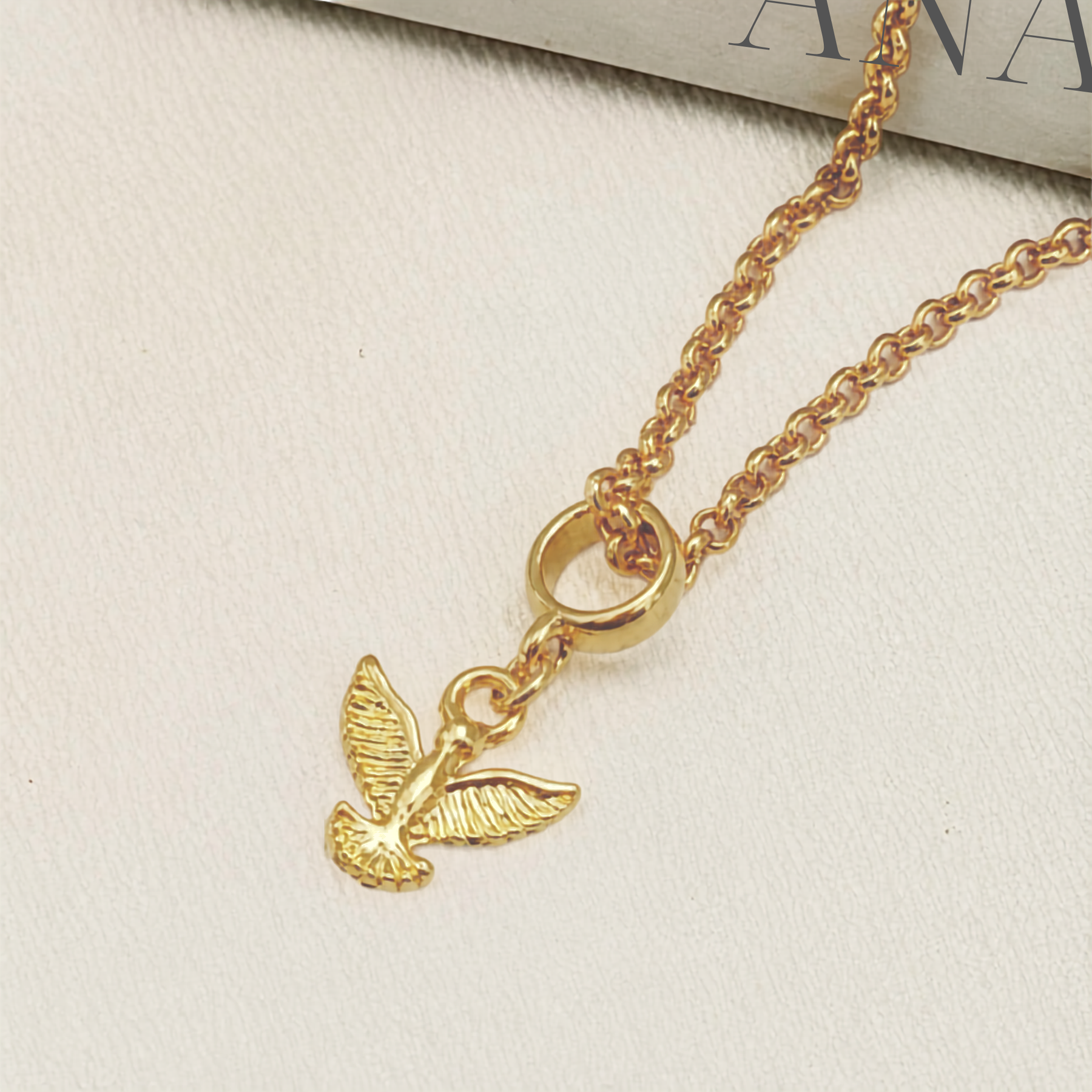 Pulseira Espirito Santo Texturizada - Banho de Ouro 18k