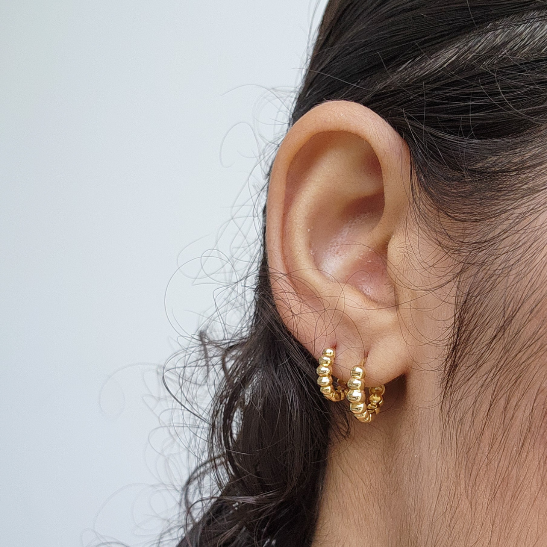 Kit Brinco Trio de Argolas Bolinhas - Banho de Ouro 18k