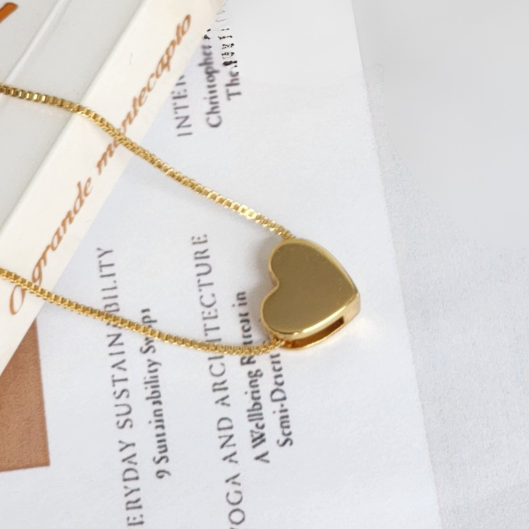 Colar Coração Liso - Banho de Ouro 18k