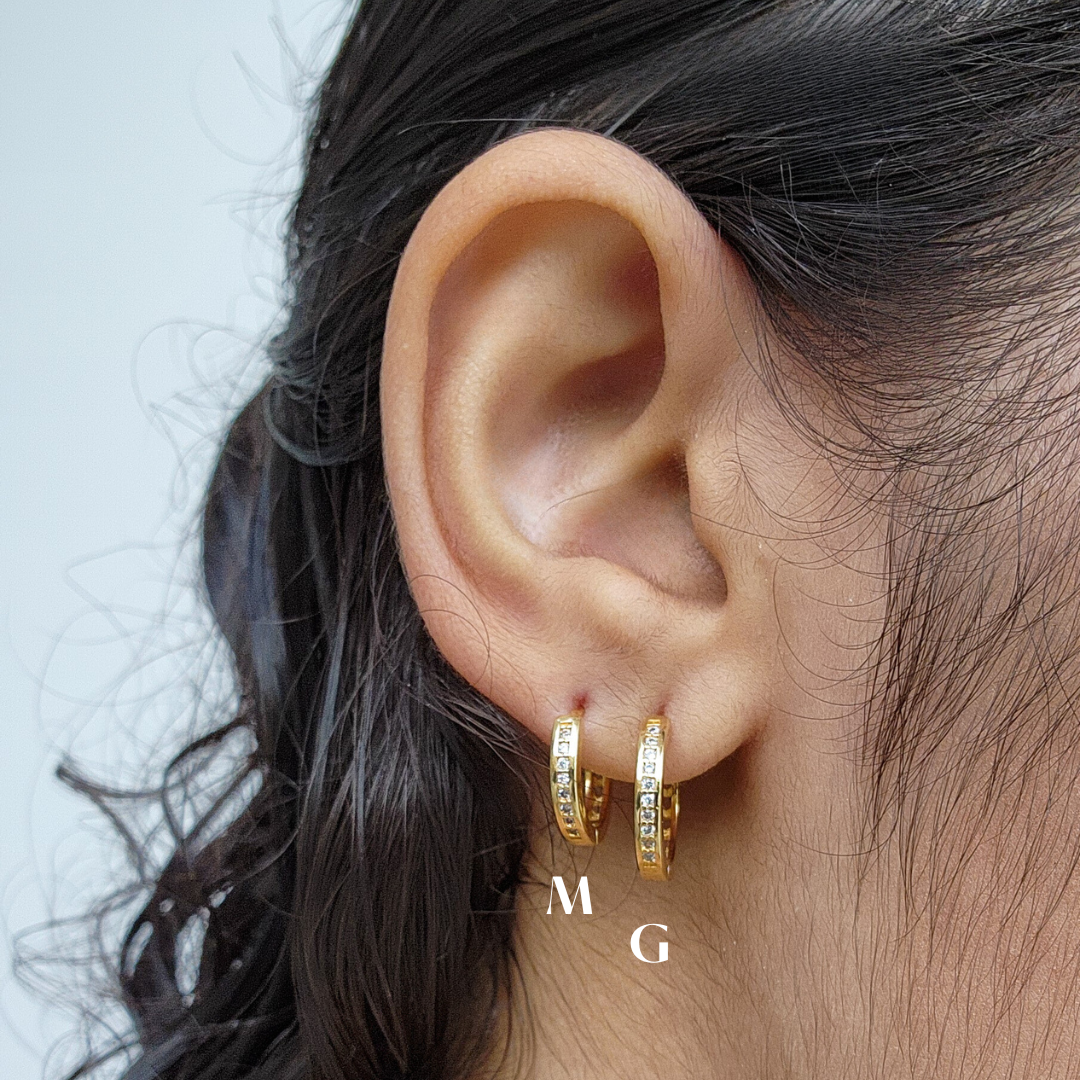 Kit Brinco Trio de Argolas Cravejadas - Banho de Ouro 18k