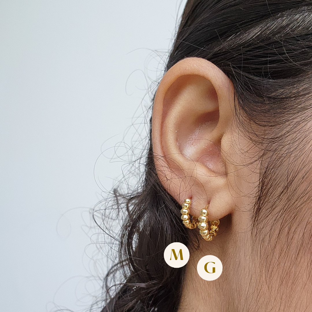 Kit Brinco Trio de Argolas Bolinhas - Banho de Ouro 18k