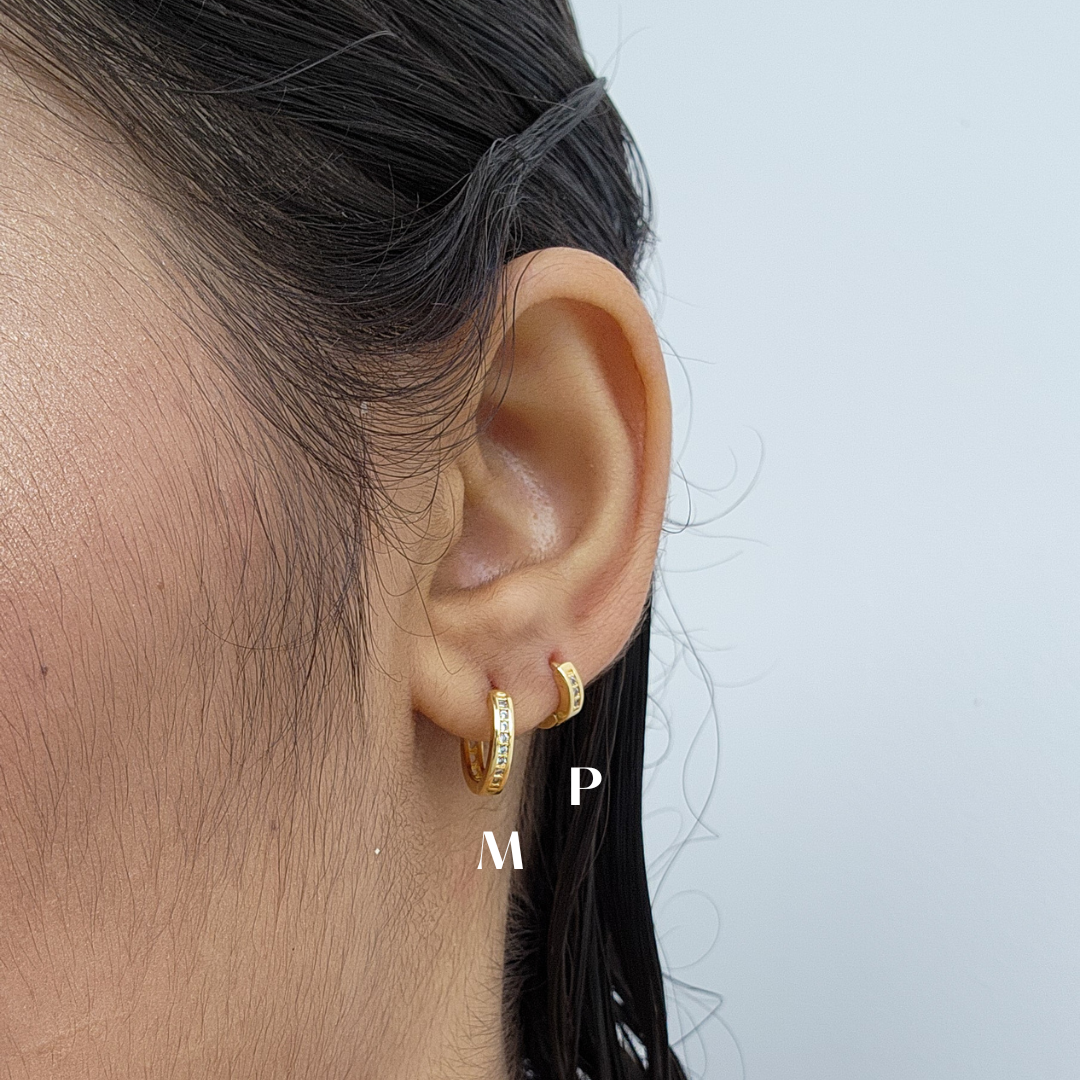 Kit Brinco Trio de Argolas Cravejadas - Banho de Ouro 18k