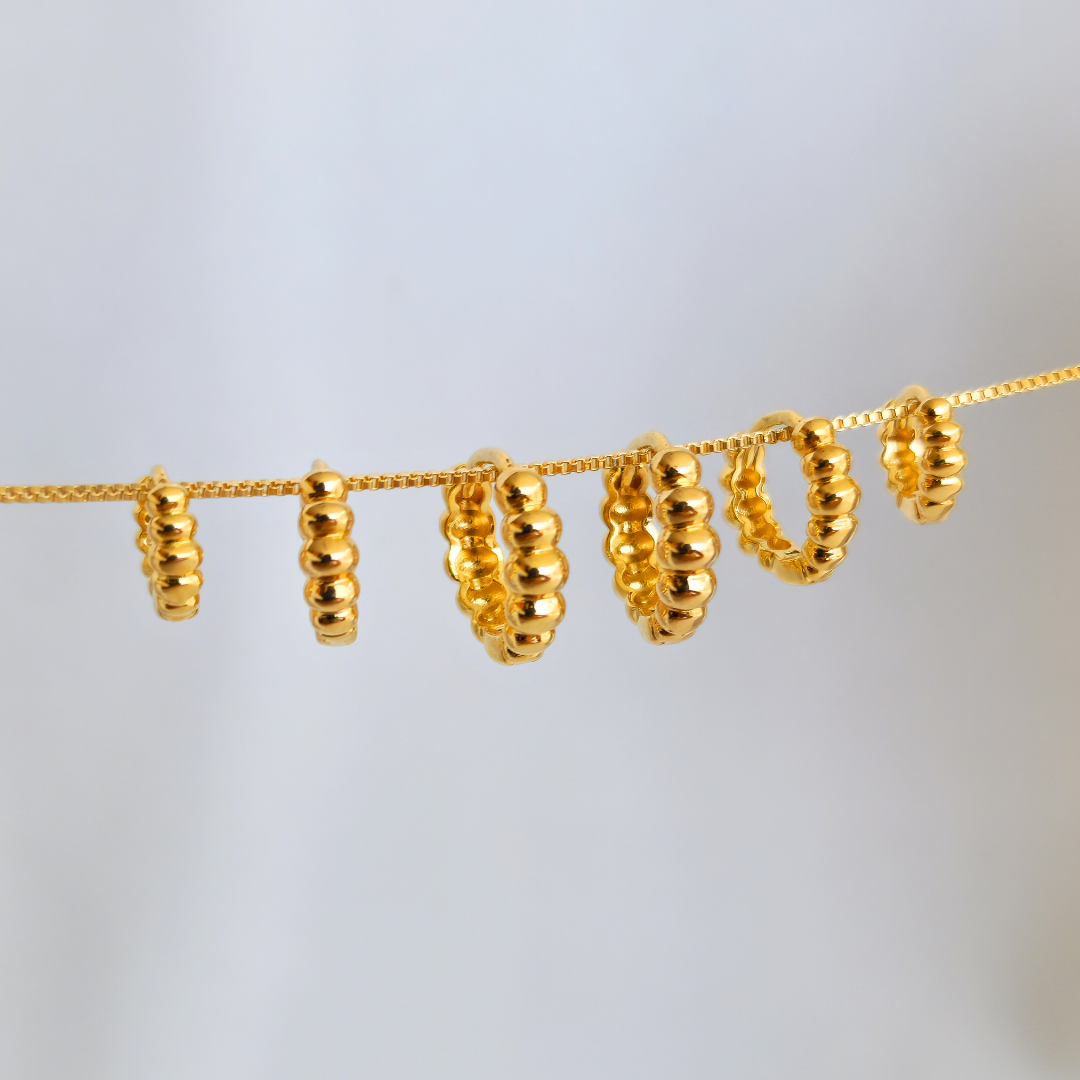 Kit Brinco Trio de Argolas Bolinhas - Banho de Ouro 18k