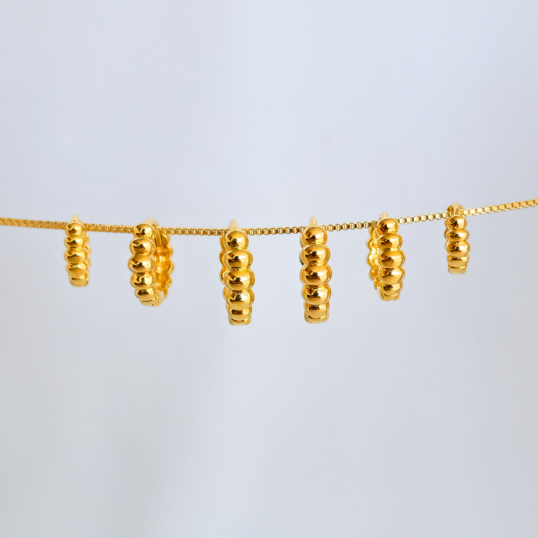 Kit Brinco Trio de Argolas Bolinhas - Banho de Ouro 18k