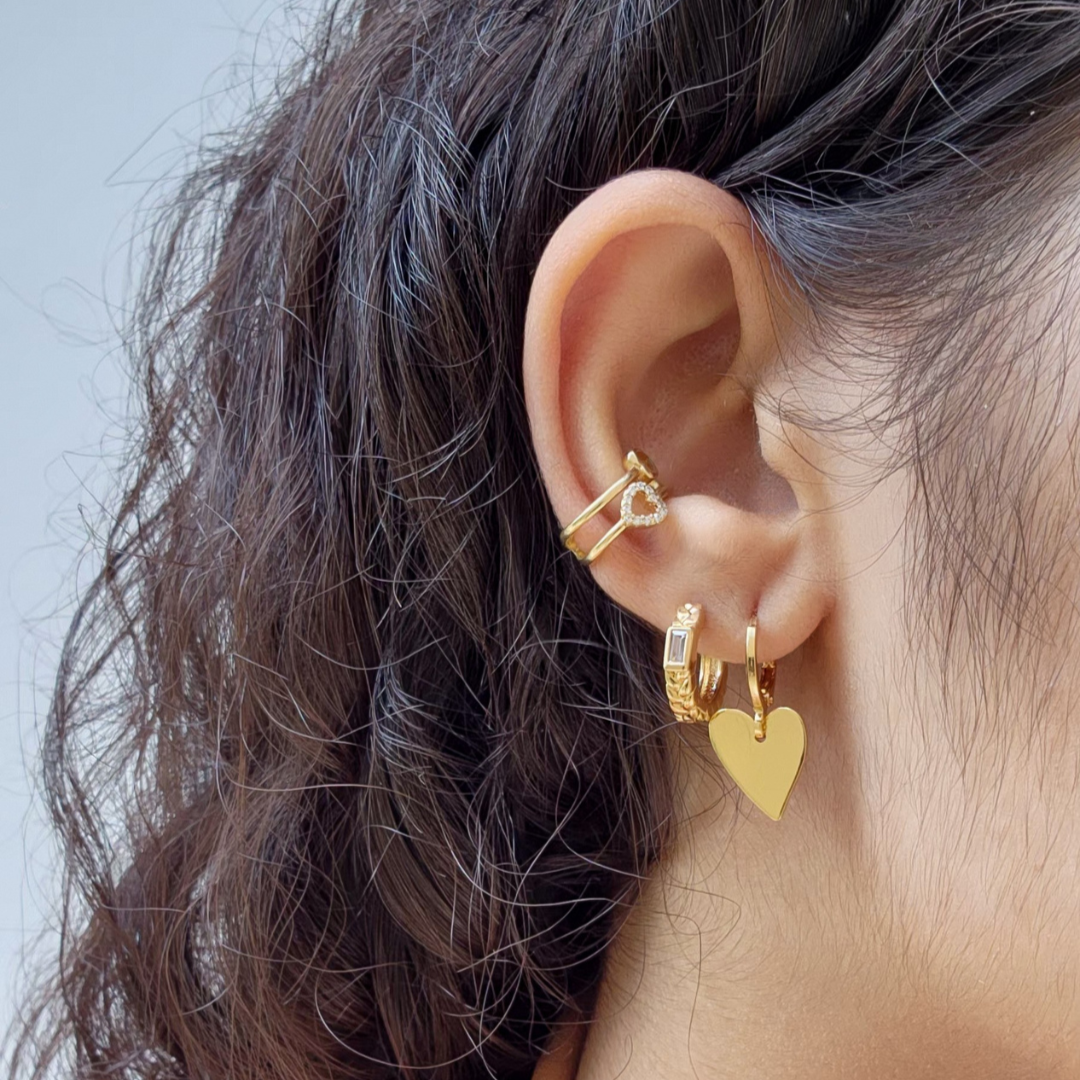 Brinco Argola Coração Liso - Banho de Ouro 18k