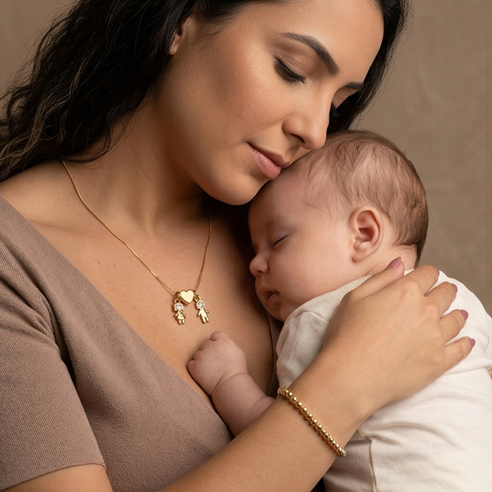 Colar Filhos Personalizado Menino Menina - Banho de Ouro 18k