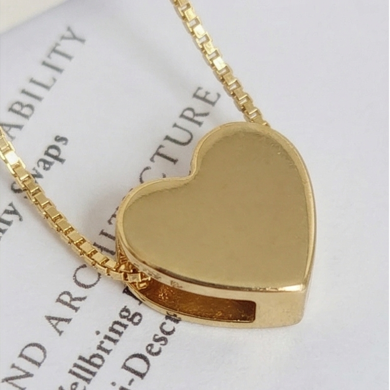 Colar Coração Liso - Banho de Ouro 18k