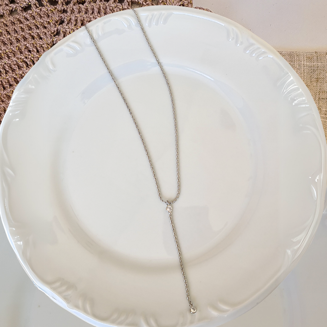 Colar Gravatinha Cordão Baiano - Banho de Ródio Branco