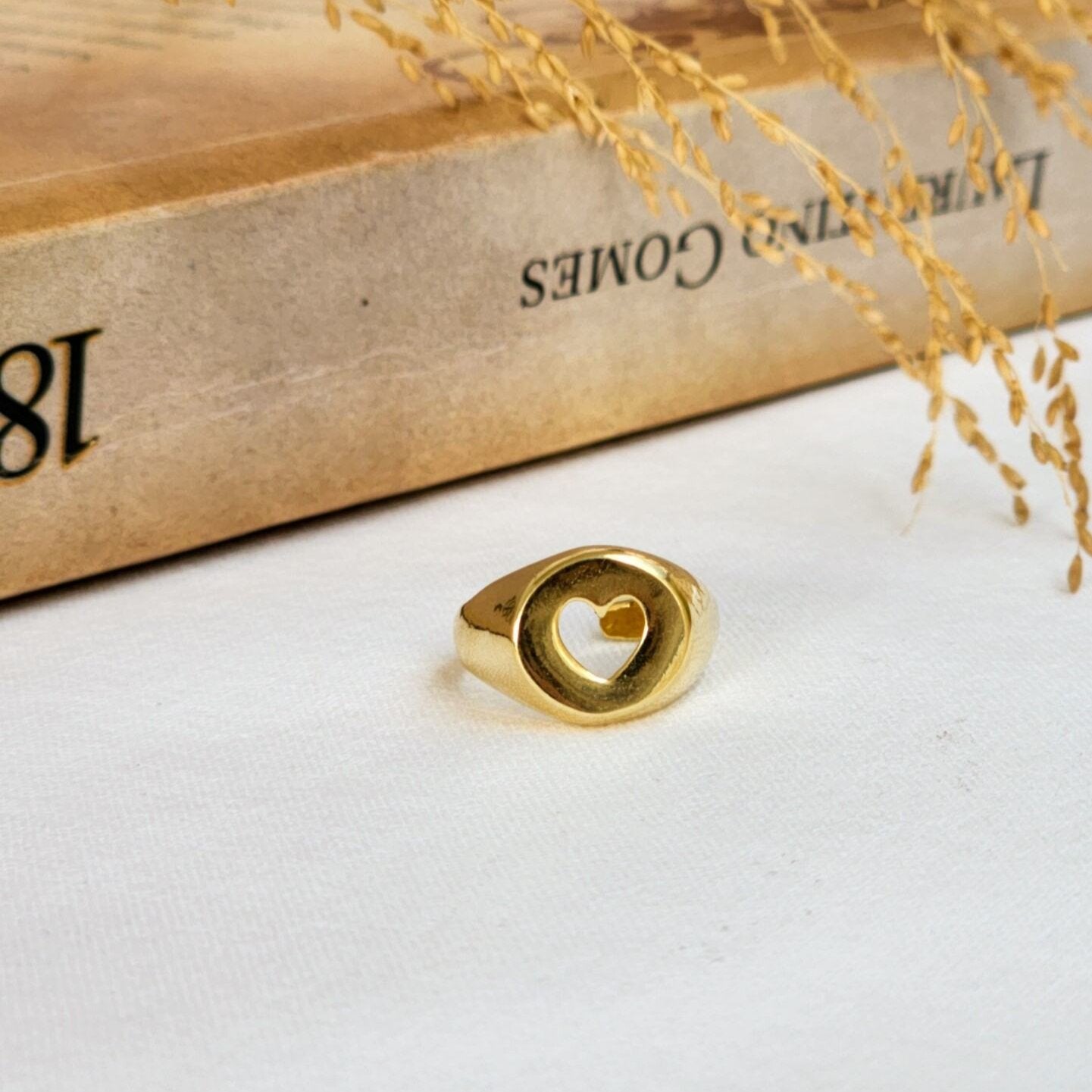 Anel Ajustável Dedinho Coração - Banho de Ouro 18k