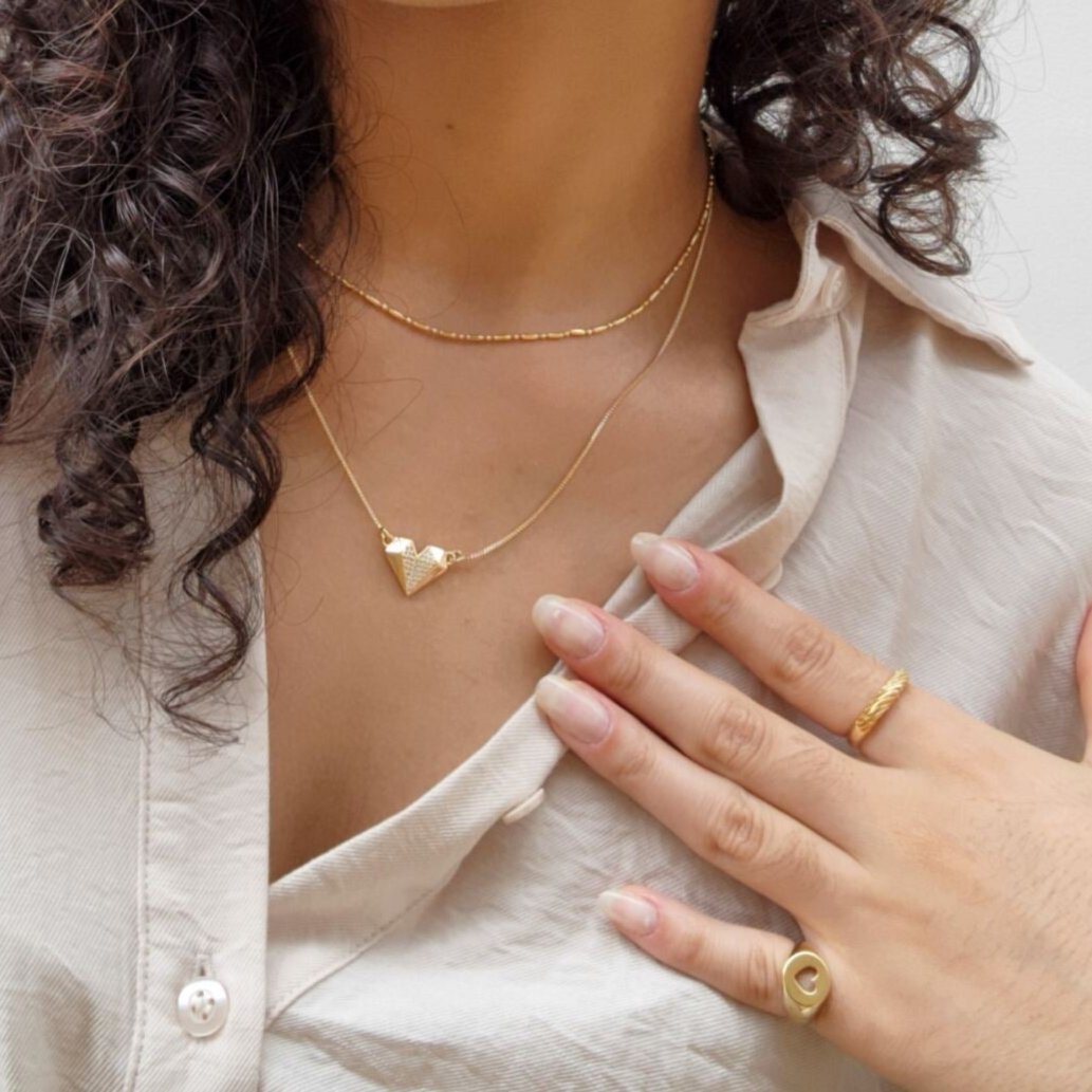 Anel Ajustável Croissant Vazado - Banho de Ouro 18k