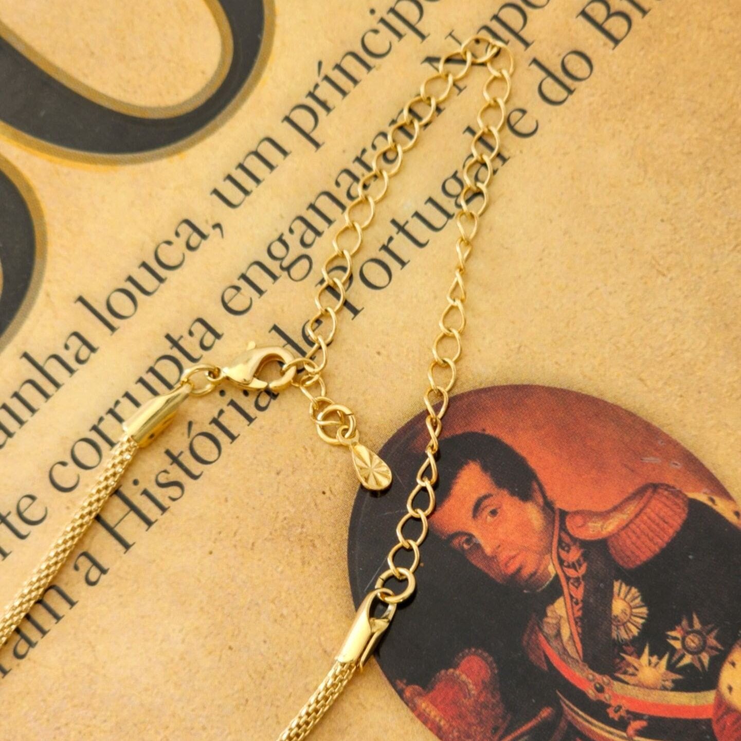 Colar Malha com Pingente Coração - Banho de Ouro 18k