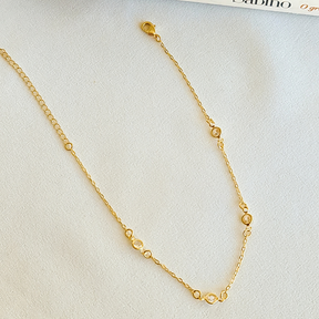 Tornozeleira Zircônias Cristais - Banho de Ouro 18k