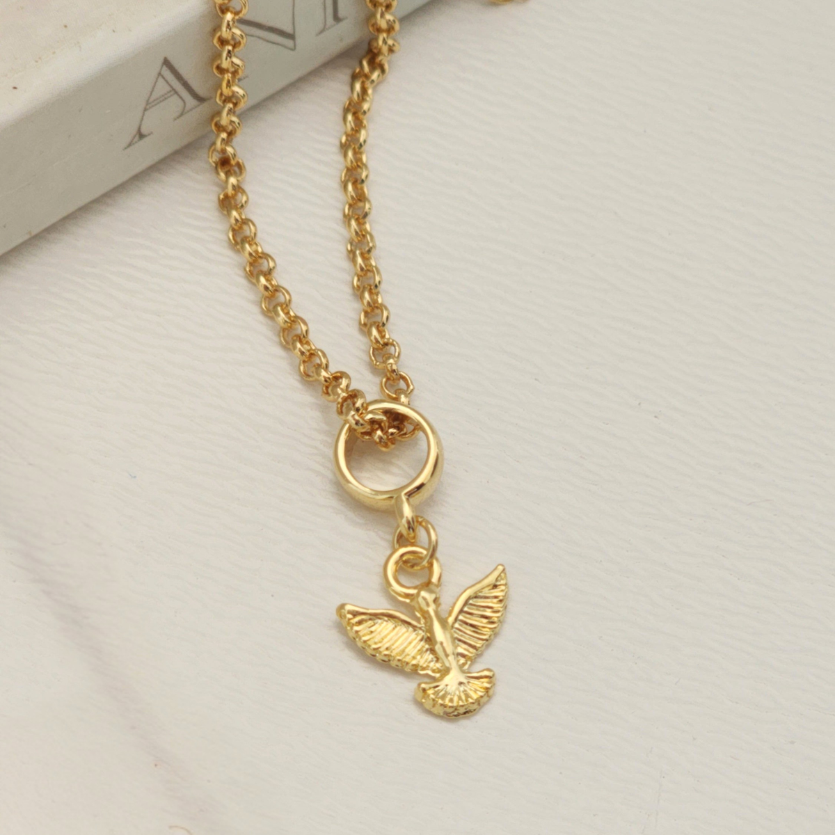 Pulseira Espirito Santo Texturizada - Banho de Ouro 18k