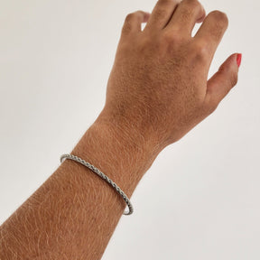 Bracelete Cordão Baiano - Banho de Ródio Branco