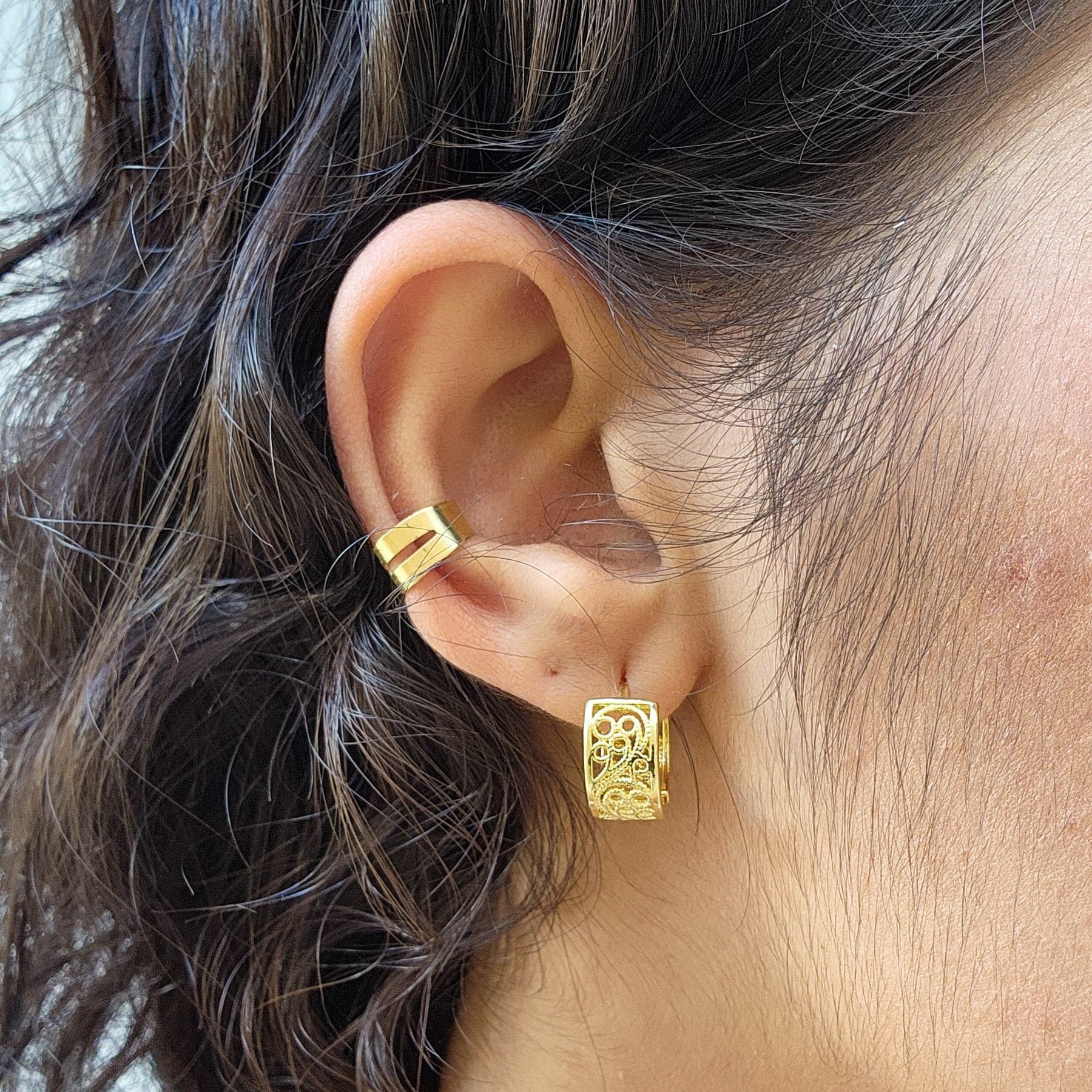 Piercing Fake Duplo - Banho de Ouro 18k