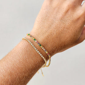 Pulseira Riviera Cravejada Colorida - Banho de Ouro 18k