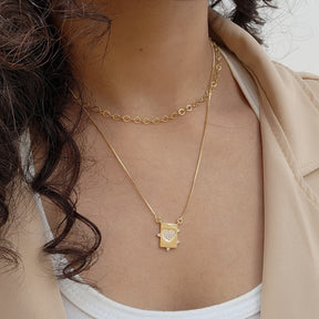 Colar Plaquinha Coração - Banho de Ouro 18k