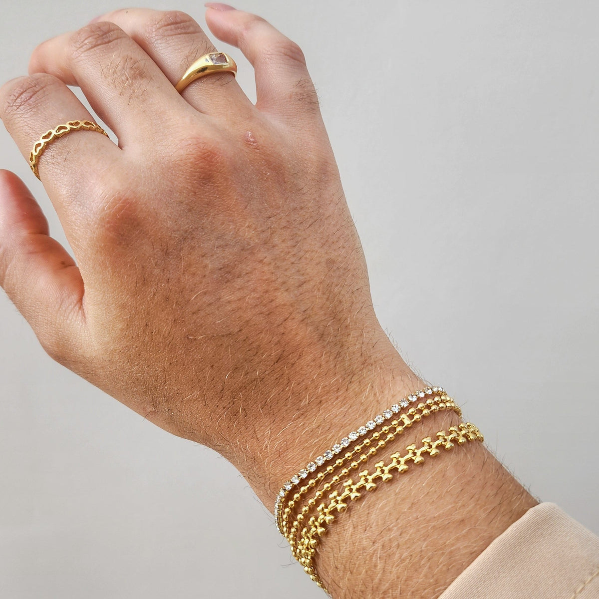 Pulseira Malha Detalhada - Banho de Ouro 18k