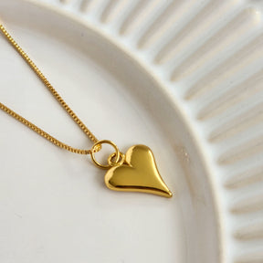 Colar Coração Orgânico Liso - Banho de Ouro 18k