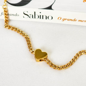 Pulseira Corrente Coração - Banho de Ouro 18k